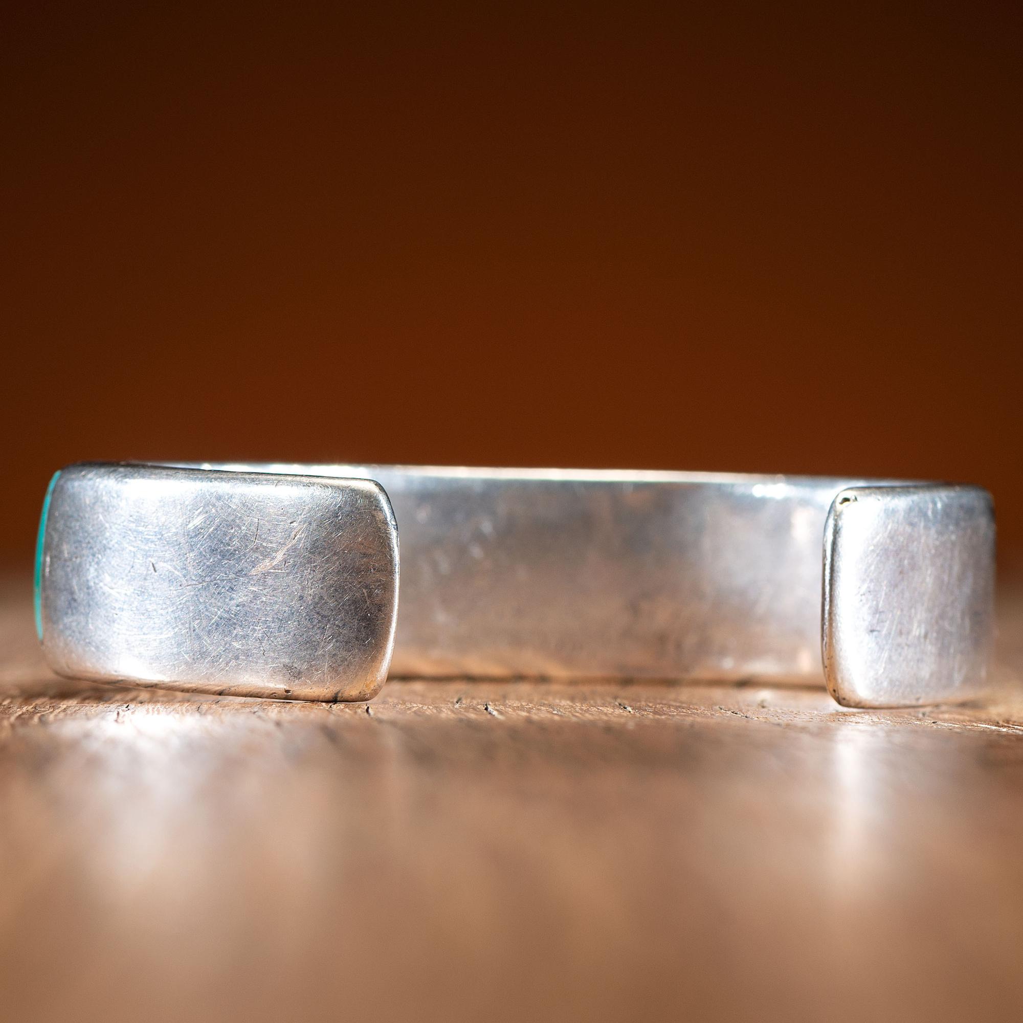 Zuni Silver and Channel Inlaid Turquoise Cuff Bracelet