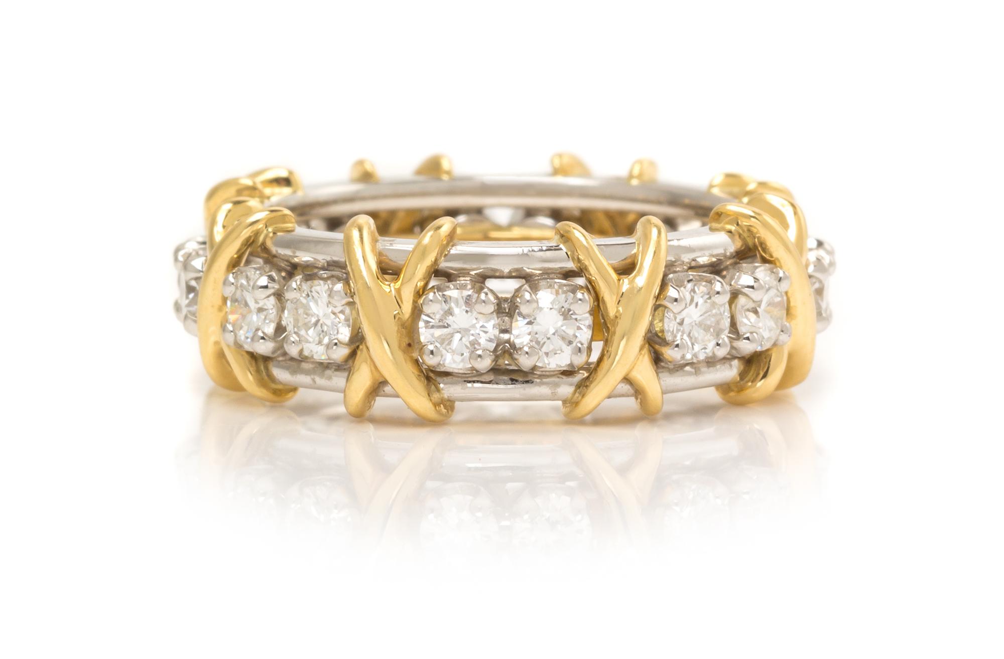 A Platinum and 18 Karat Yellow Gold Diamond Band, Jean Schlumberger for Tiffany & Co., 6.60 dwts.