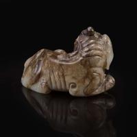 A Chinese brown and beige jade carving of a Baku 玉雕貘 Ming dynasty or earlier ????