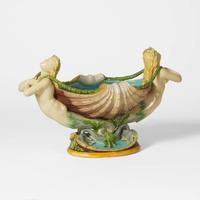 A Minton majolica figural centerpiece Bearing date mark for 1868
