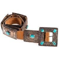 Navajo Silver and Turquoise Concha Belt