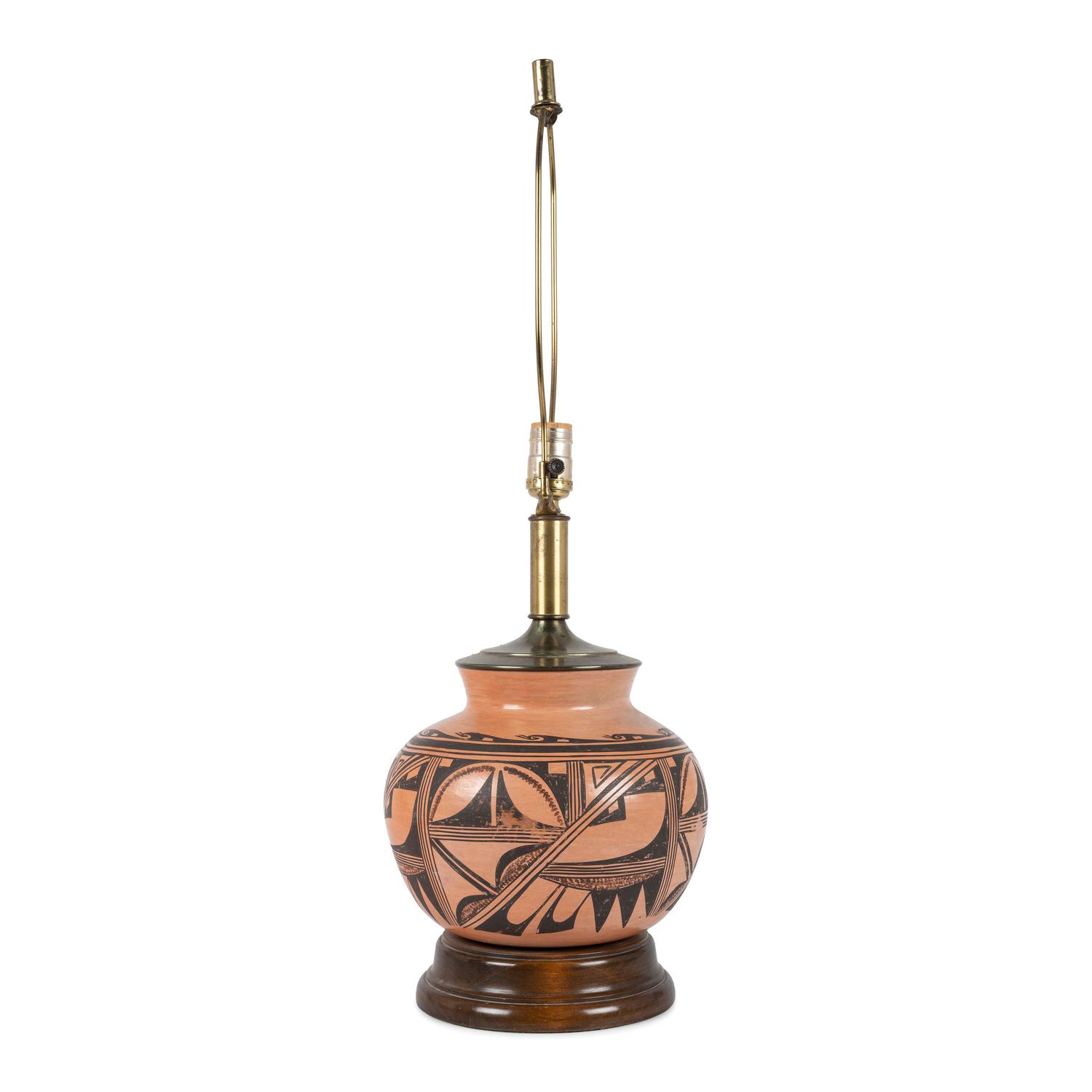 Hopi Pottery Jar, Mounted as Lampstand