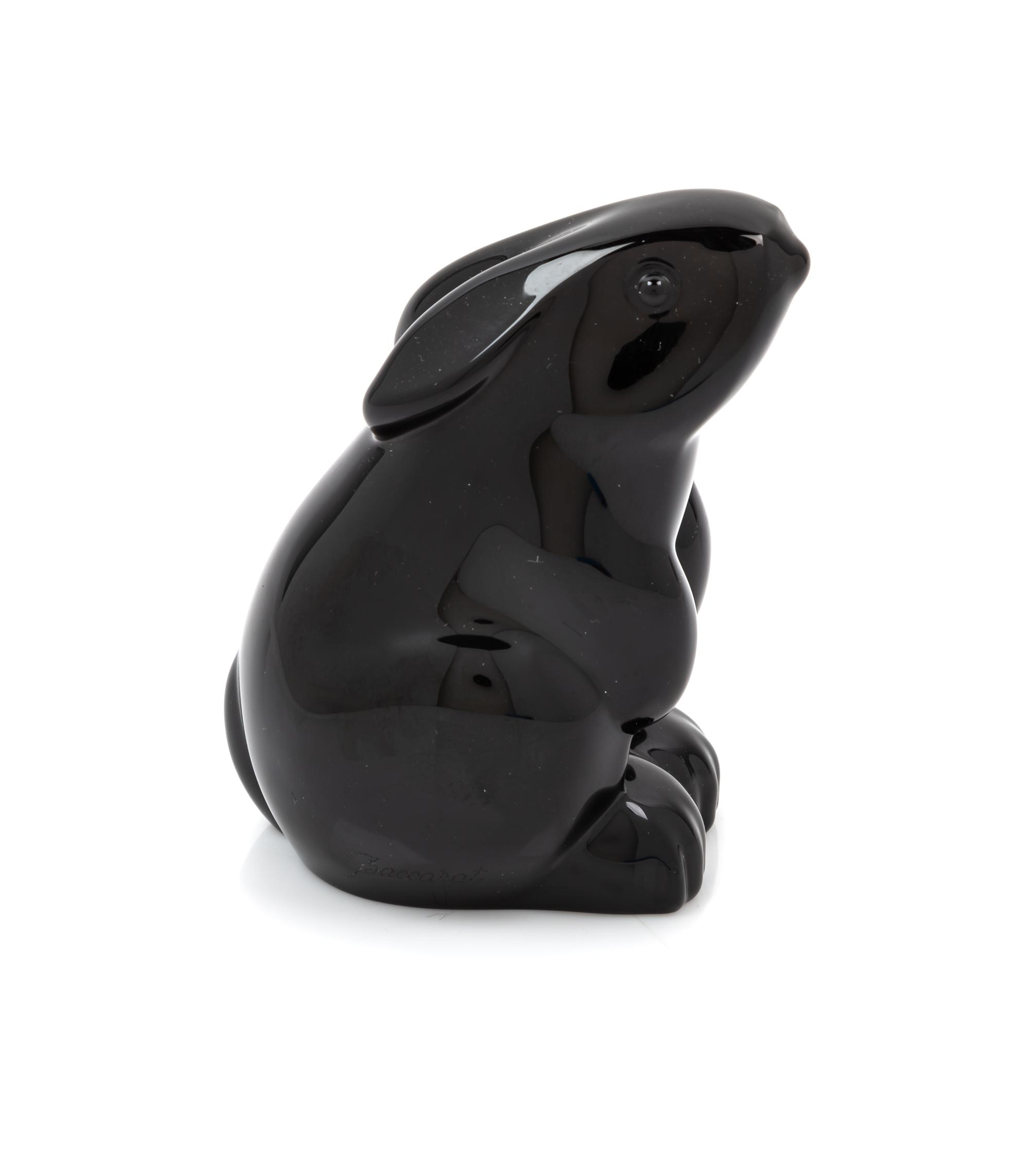 A Baccarat Black Bunny Height 3 1/8 inches.