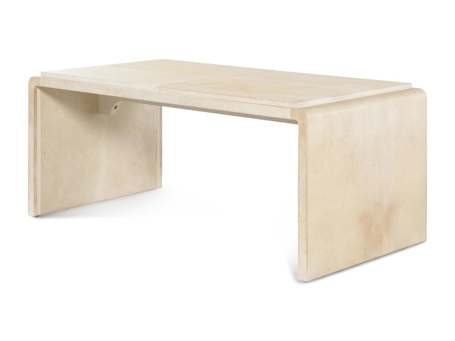 A Lacquered Goatskin-Veneered "Waterfall" Low Table