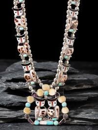Mosaic Inlay Owl Squash Blossom Necklace