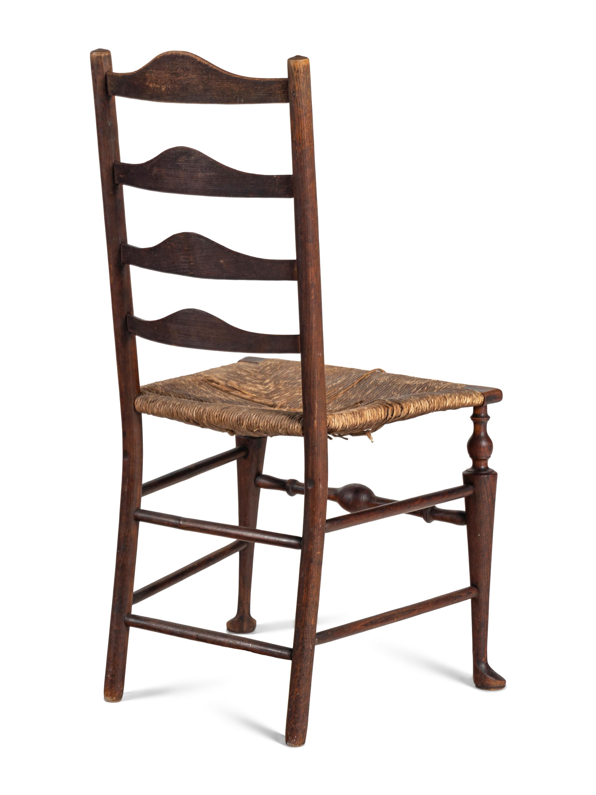 A Set of Six English Provincial Rush-Seat Dining Chairs