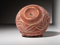 Zuni White-on-Red Frog Pottery Jar