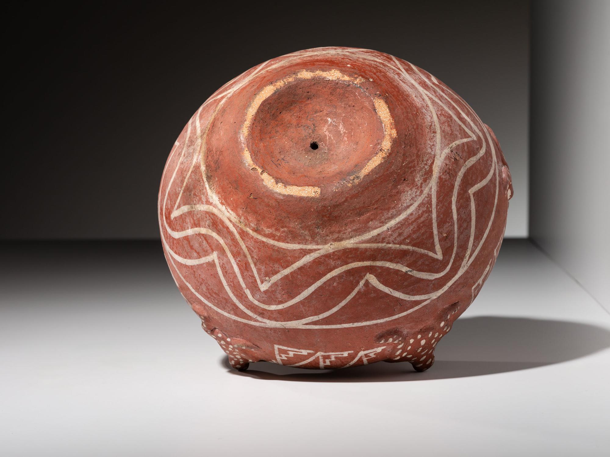 Zuni White-on-Red Frog Pottery Jar