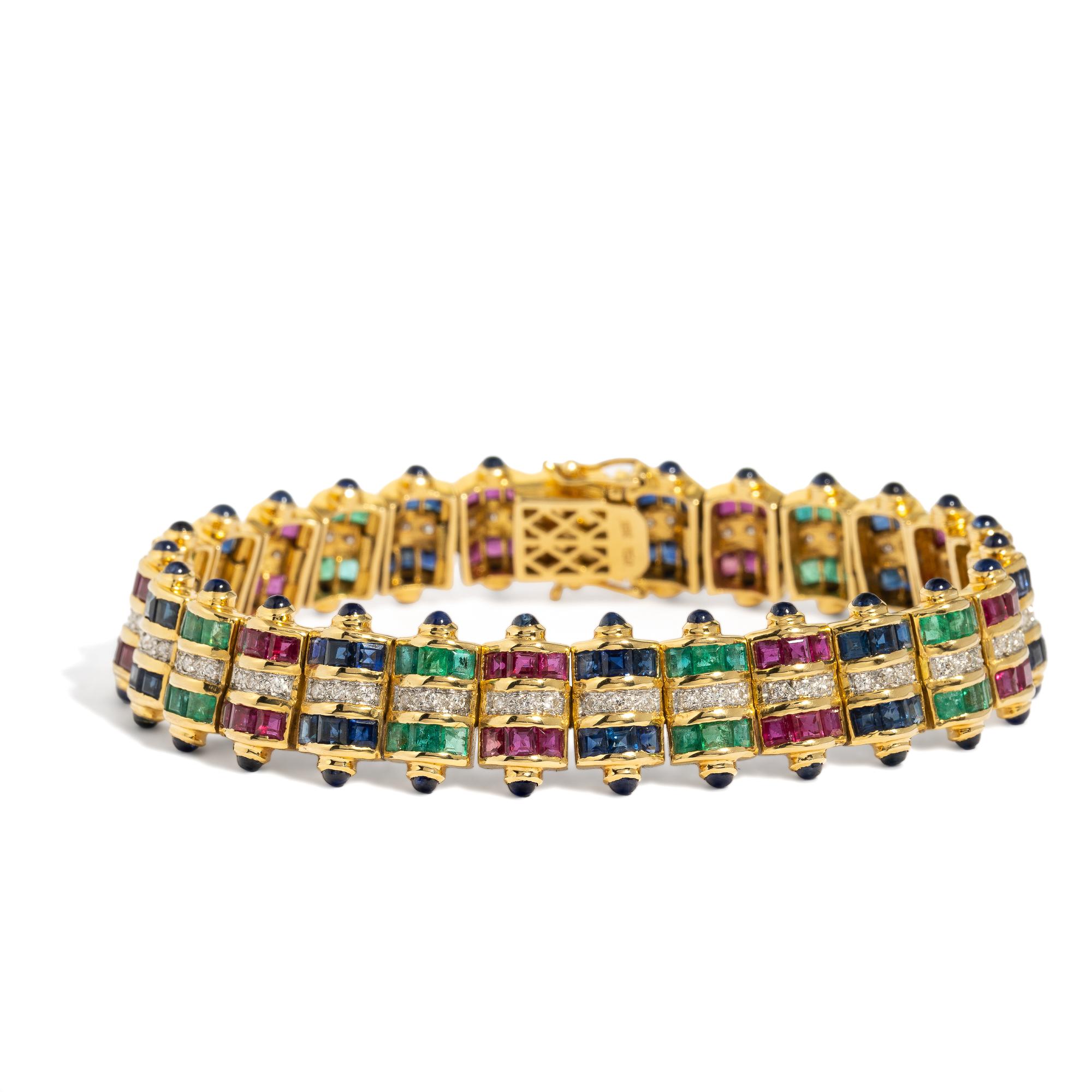 MULTIGEM, DIAMOND, AND YELLOW GOLD BRACELET
