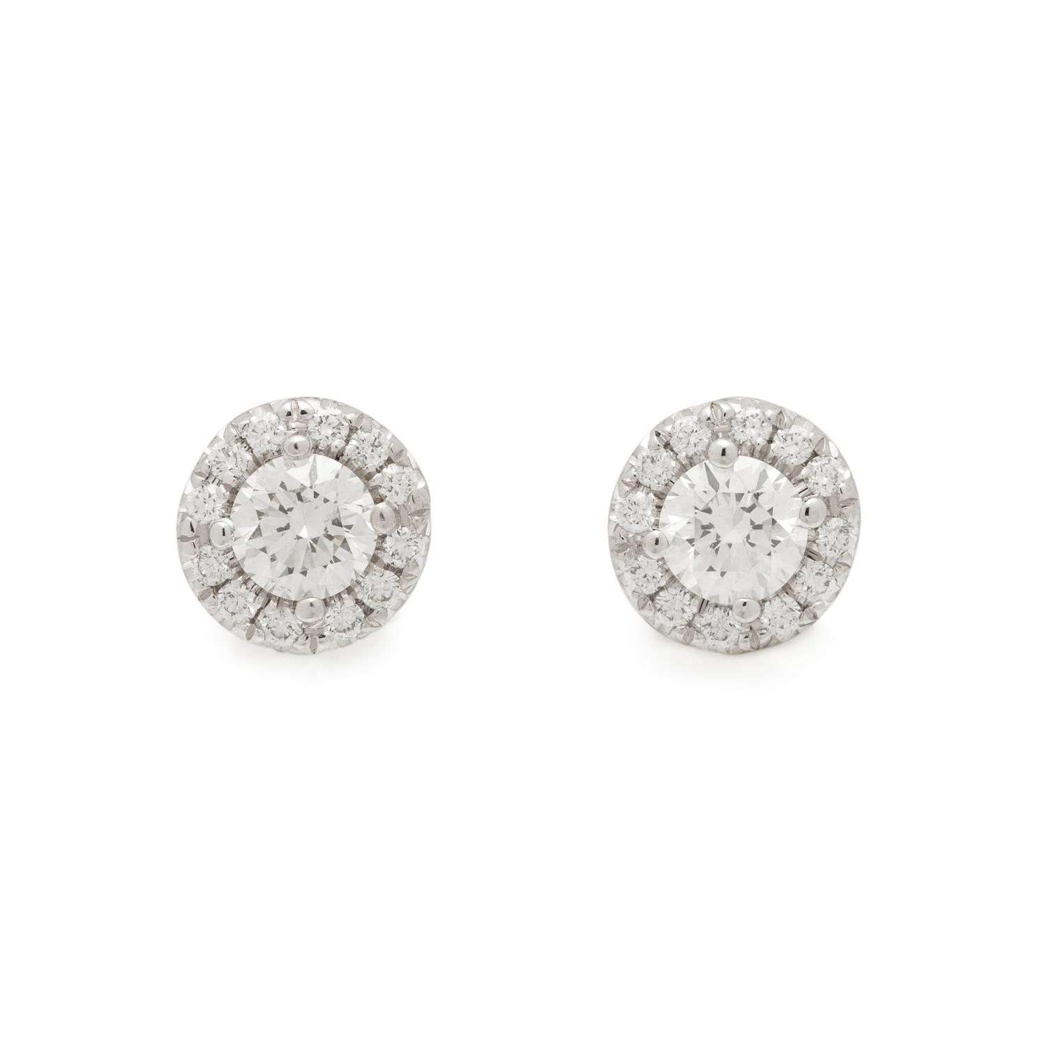TIFFANY & CO., PLATINUM AND DIAMOND 'SOLESTE' STUD EARRINGS