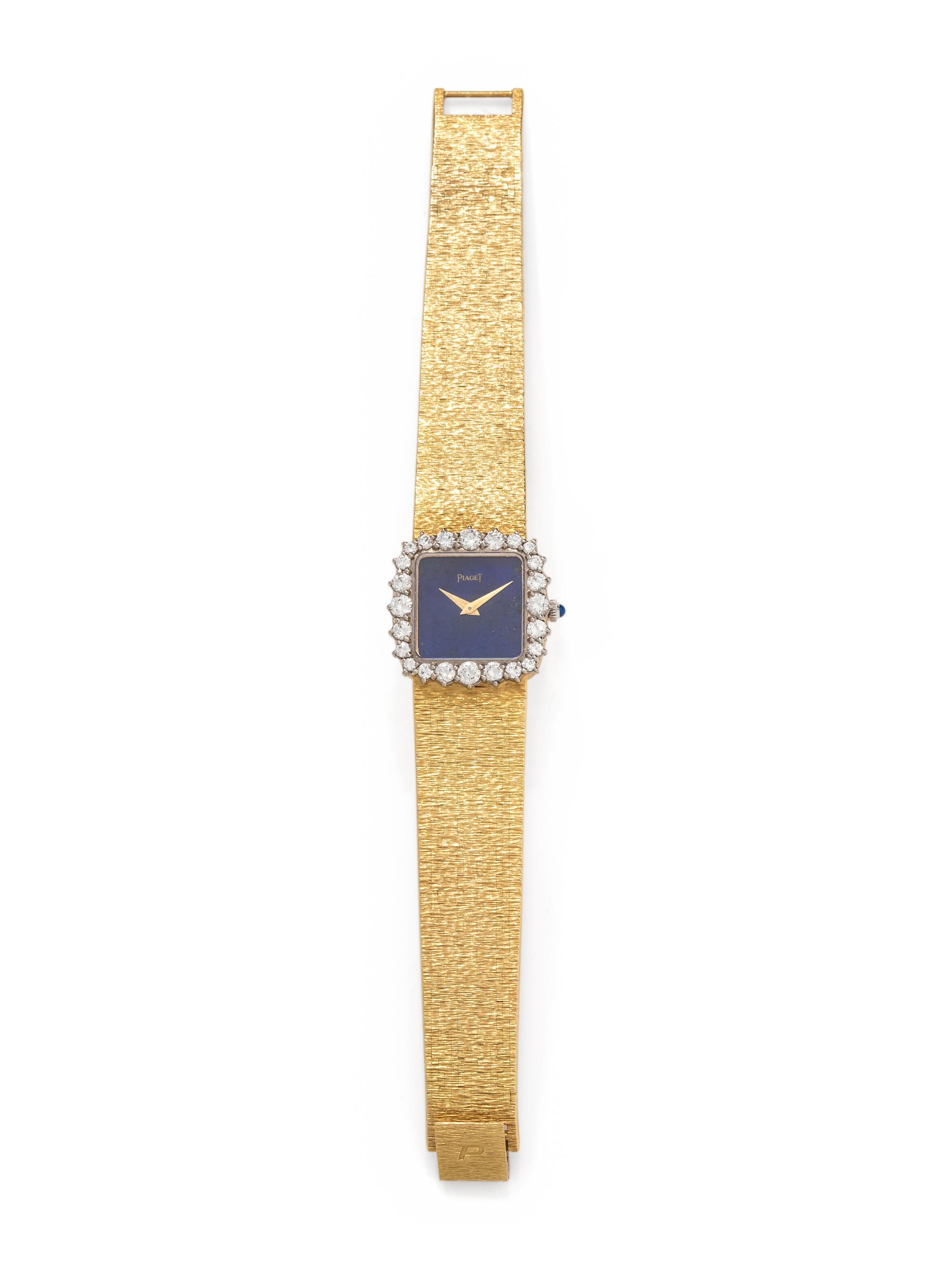 PIAGET, 18K YELLOW GOLD, LAPIS LAZULI AND DIAMOND WRISTWATCH