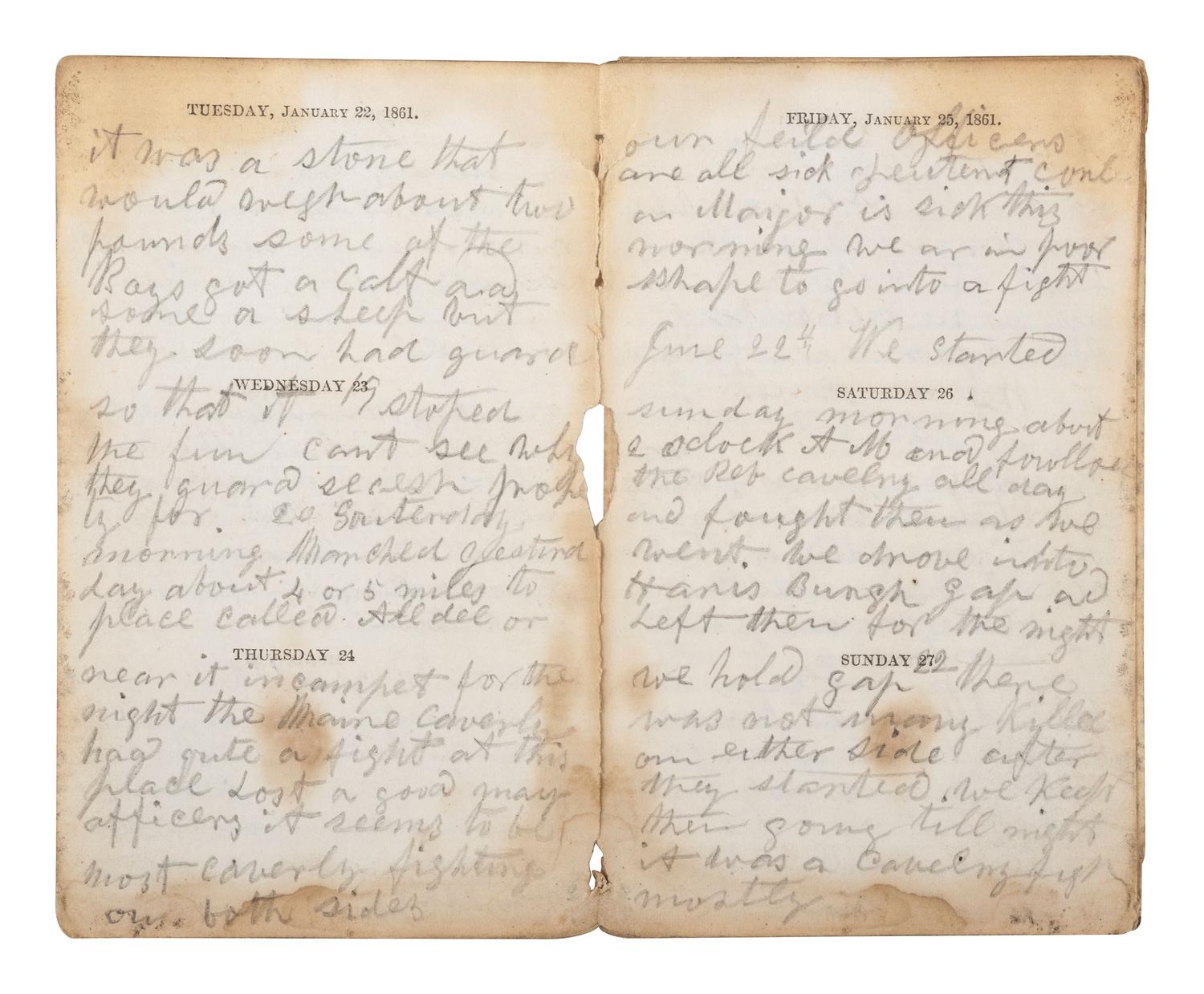 [CIVIL WAR]. Famed 20th Maine archive incl. letters and partial diary featuring Gettysburg content.