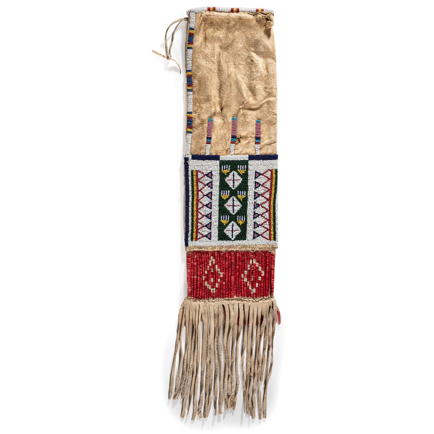 Sioux Beaded Hide Tobacco Bag, Pictorial