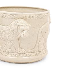 A Pair of Fitz and Floyd Glazed Ceramic Jardinières Modeled with Lions