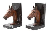 A Pair of Austrian Cold Painted Bronze Horsehead Bookends Height 7 inches. — TURN OF THE CENTURY