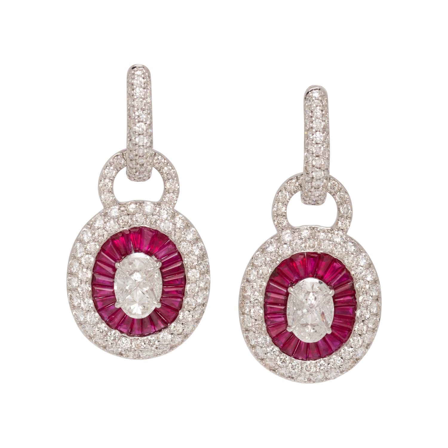 CONVERTIBLE DIAMOND AND RUBY EARRINGS