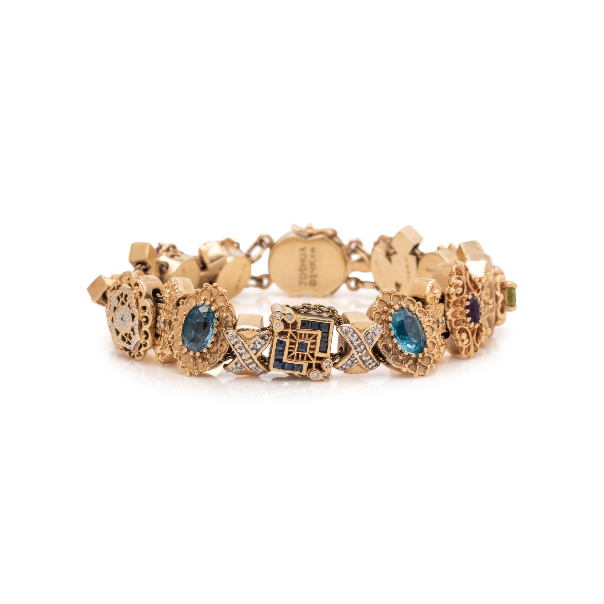 YELLOW GOLD, MULTIGEM AND DIAMOND BRACELET