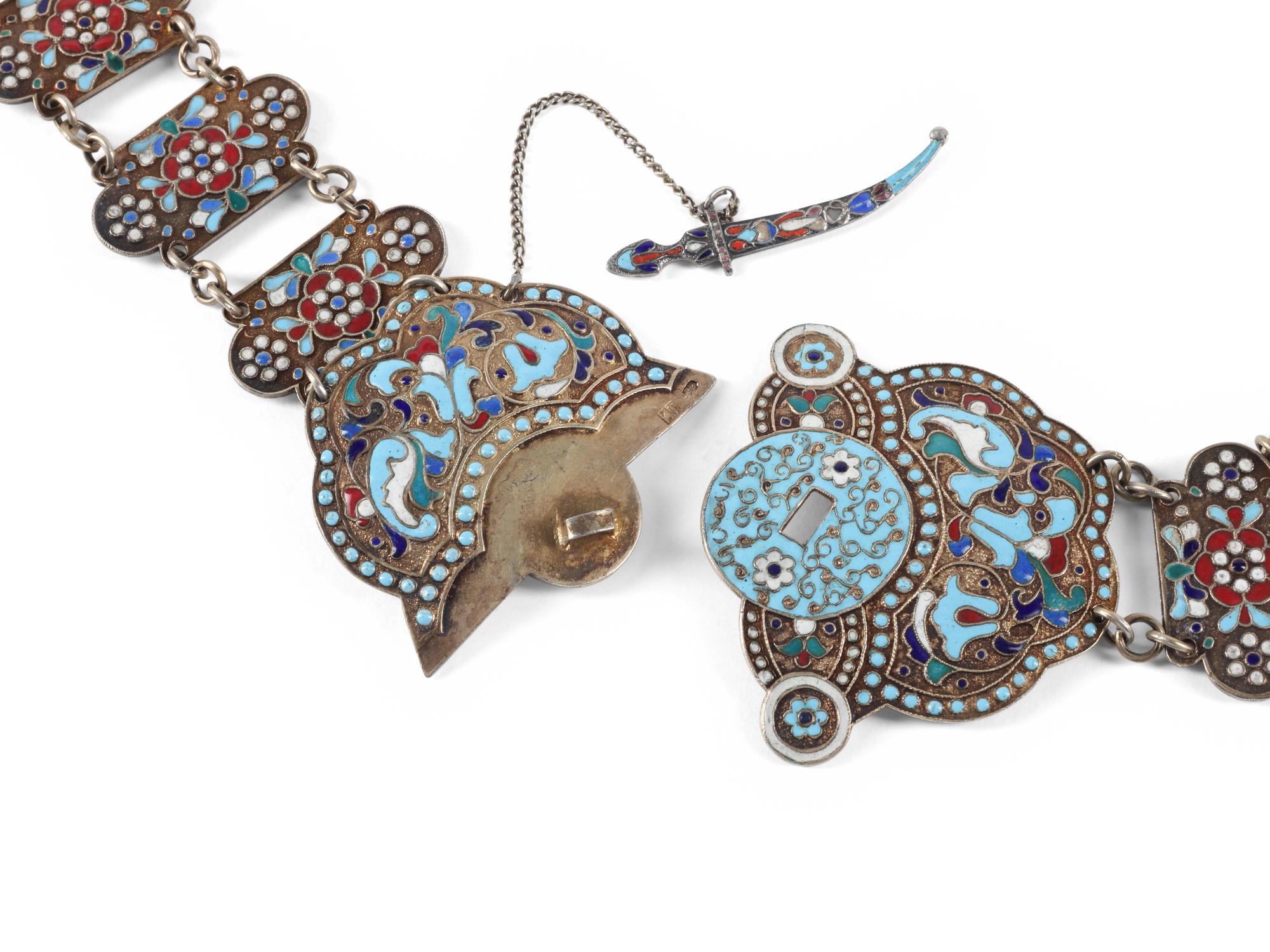 A Russian Silver and Enamel Belt