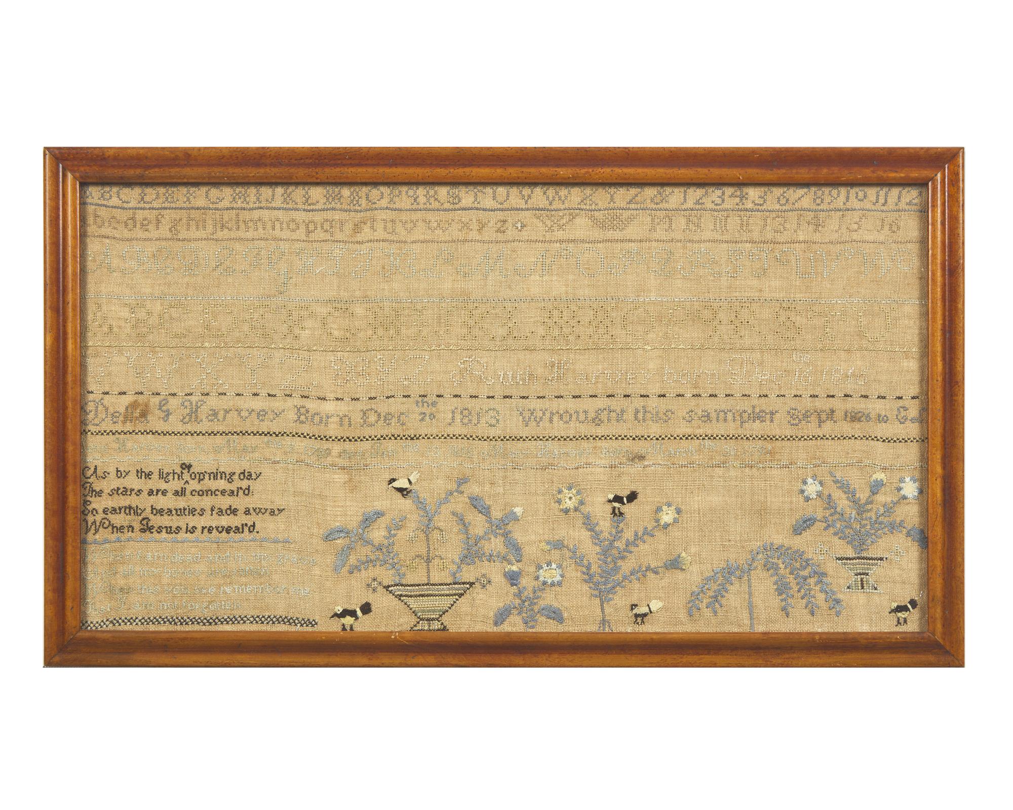 A Group of Four American Needlework Samplers, Early 19th Century
