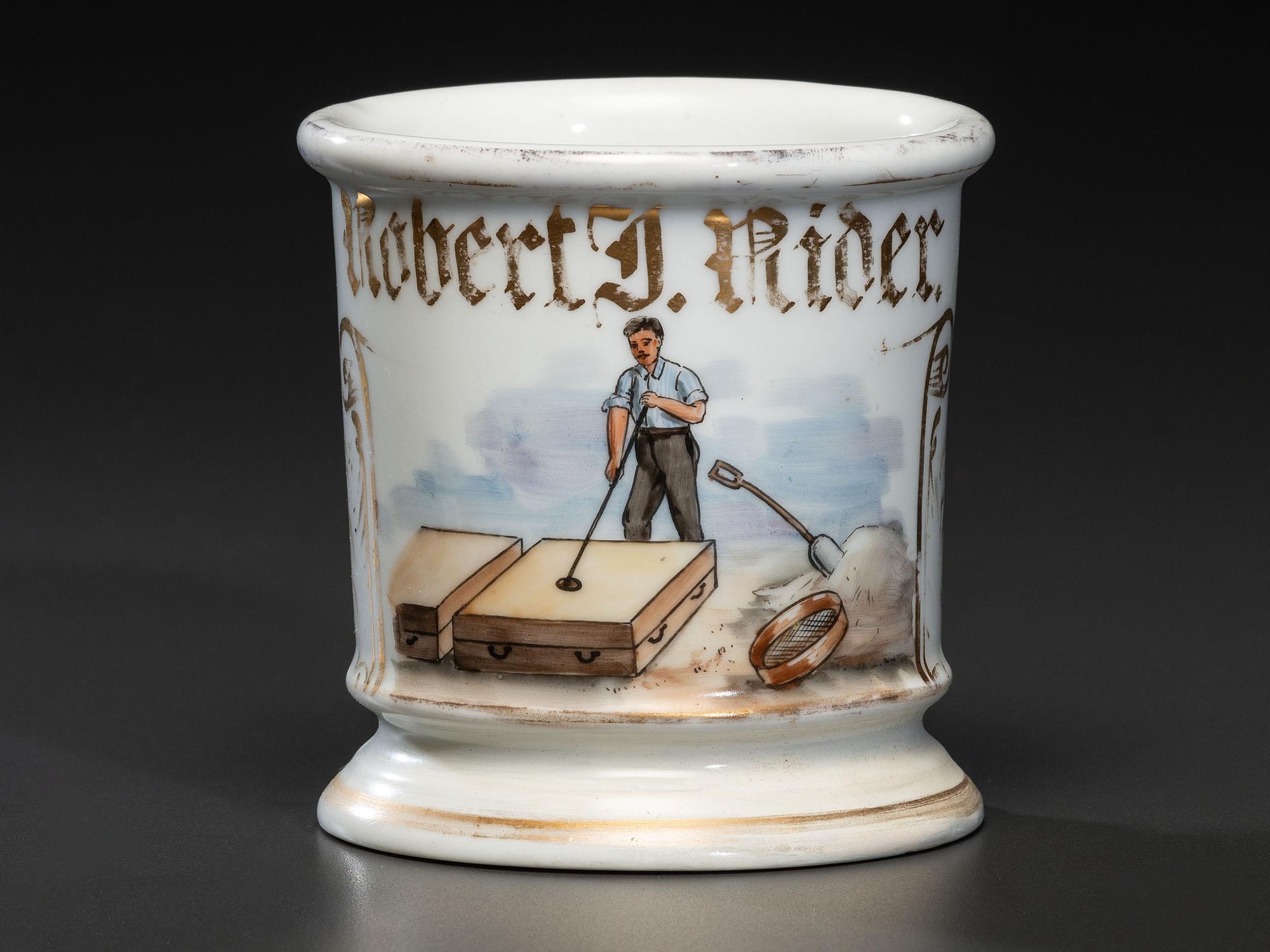 A Foundry Worker's Porcelain Occupational Shaving Mug