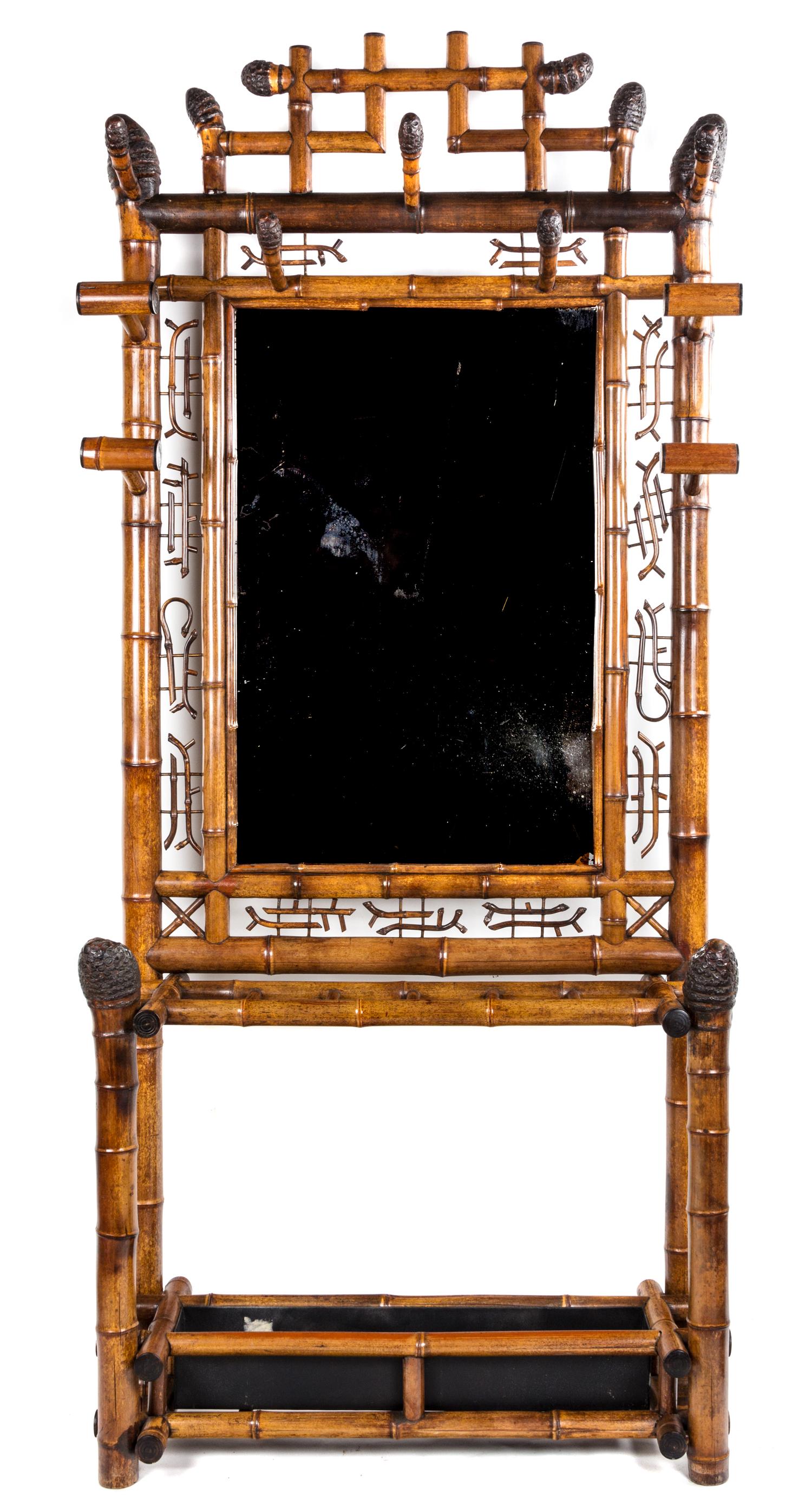 A Late Victorian Bamboo Hall Stand Height of hall stand 64 1/2 inches.