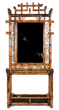 A Late Victorian Bamboo Hall Stand Height of hall stand 64 1/2 inches.