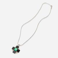 An 18K Gold, Emerald, Onyx, and Diamond Necklace