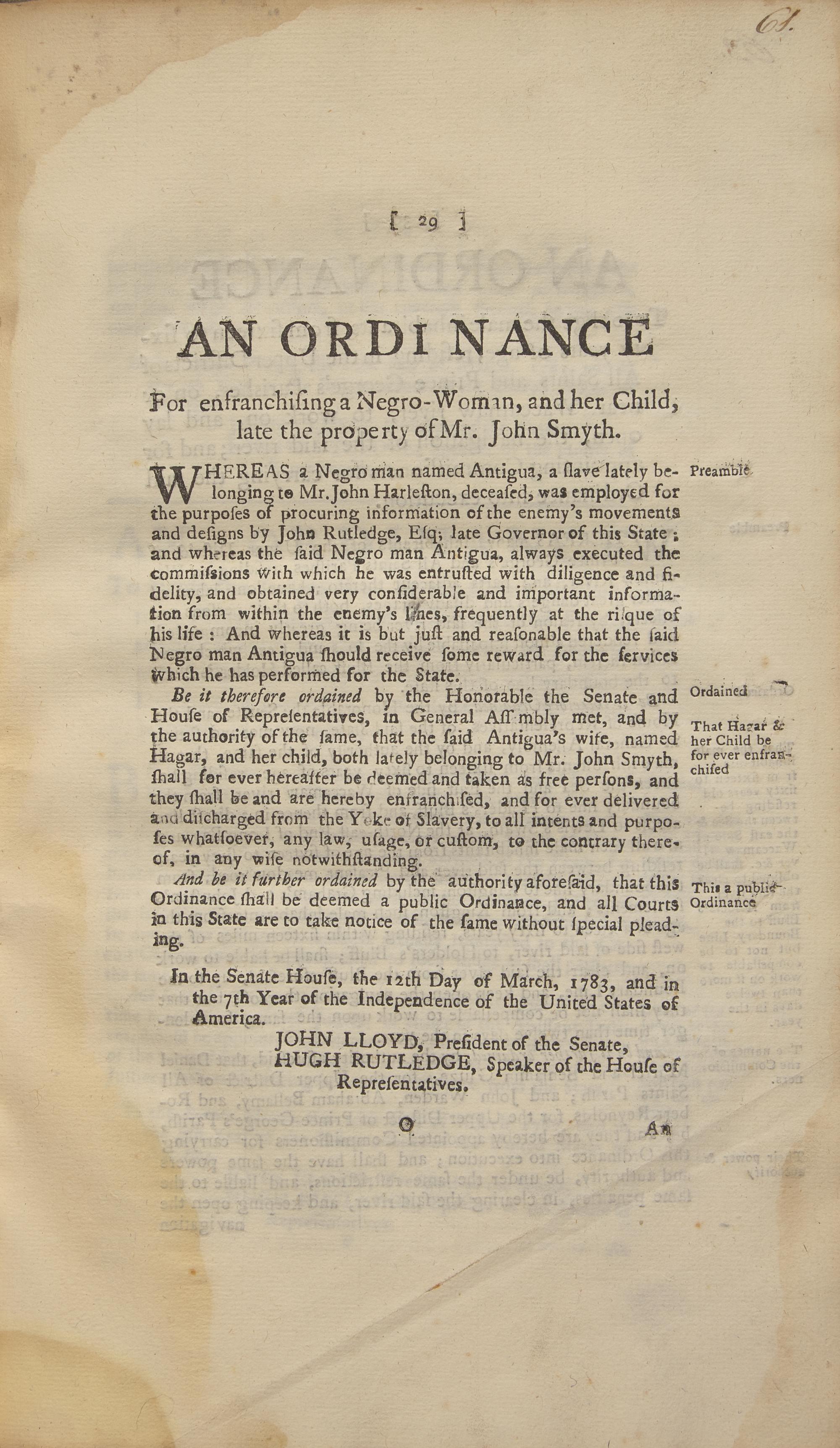 [American Law] Group of 4 Volumes of Southern State Session Laws, including an Ordinance Freeing the Family of an Enslaved Black Patriot Spy