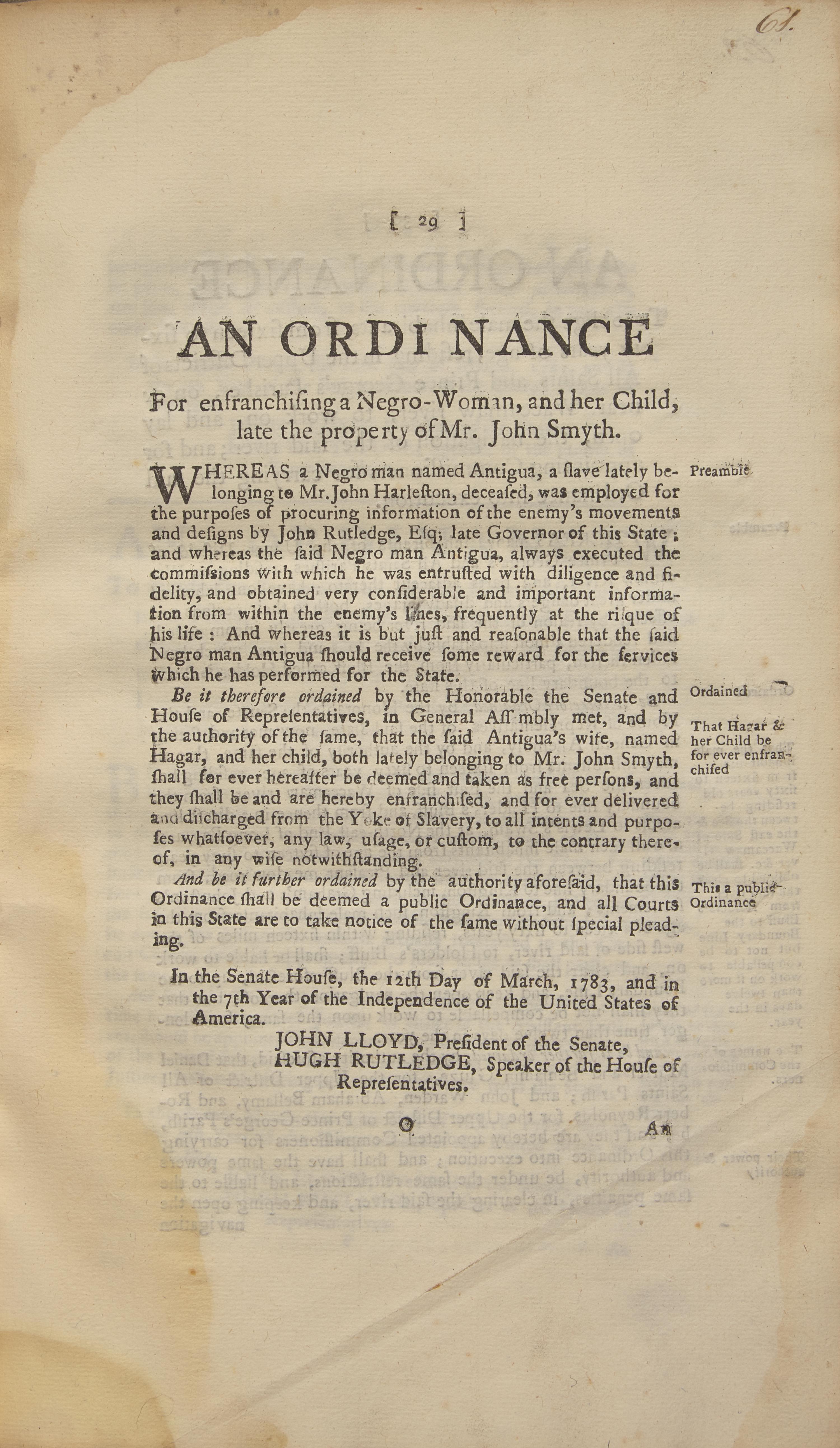 [American Law] Group of 4 Volumes of Southern State Session Laws, including an Ordinance Freeing the Family of an Enslaved Black Patriot Spy