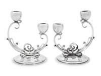 A Pair of Danish Silver Two-Light Candlesticks
