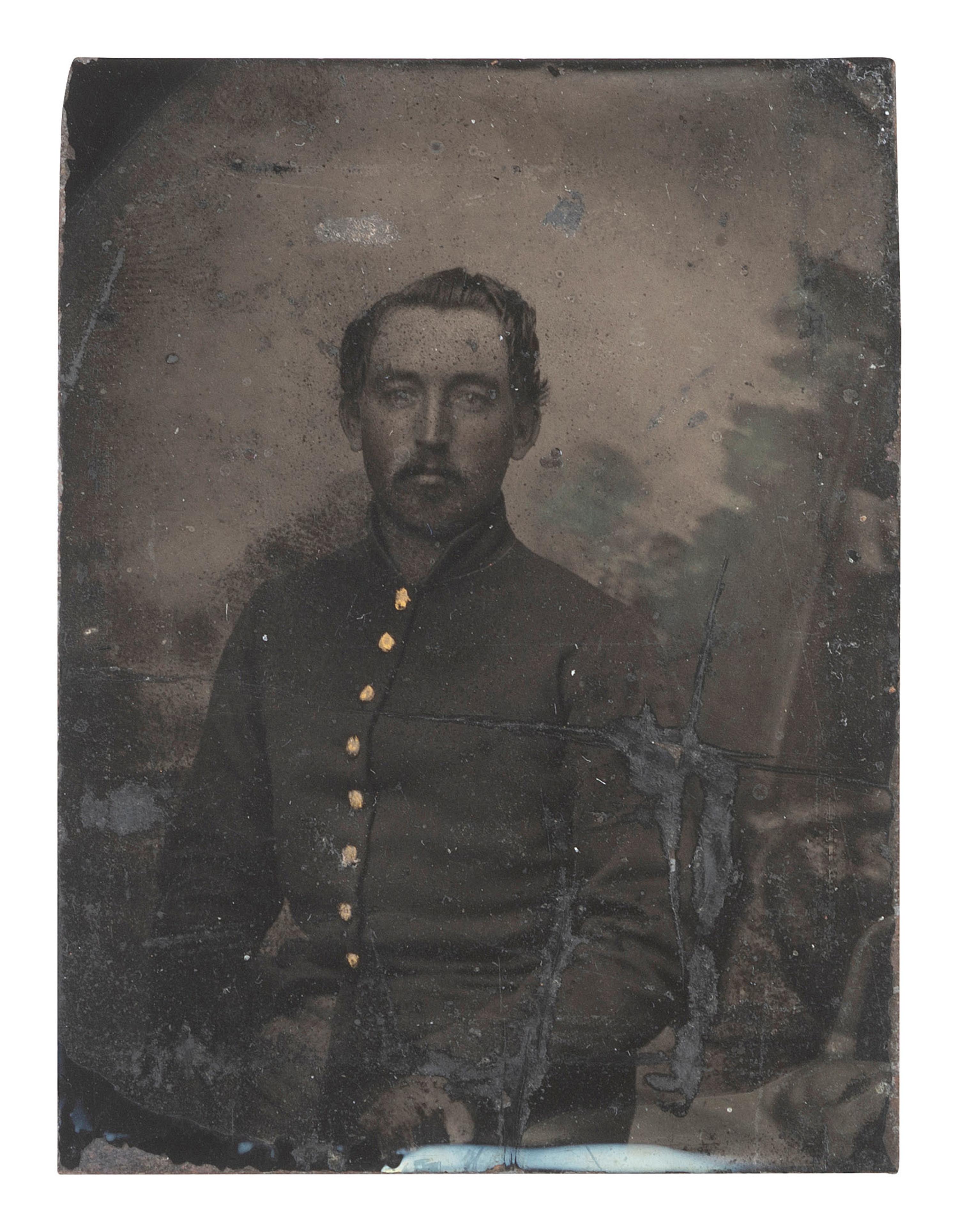 [CIVIL WAR]. Civil War tintype of Private Isaac P. Griffith, Company A, 3rd Iowa Infantry.