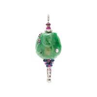 CARTIER, ART DECO, JADE, DIAMOND AND MULTIGEM PENDANT