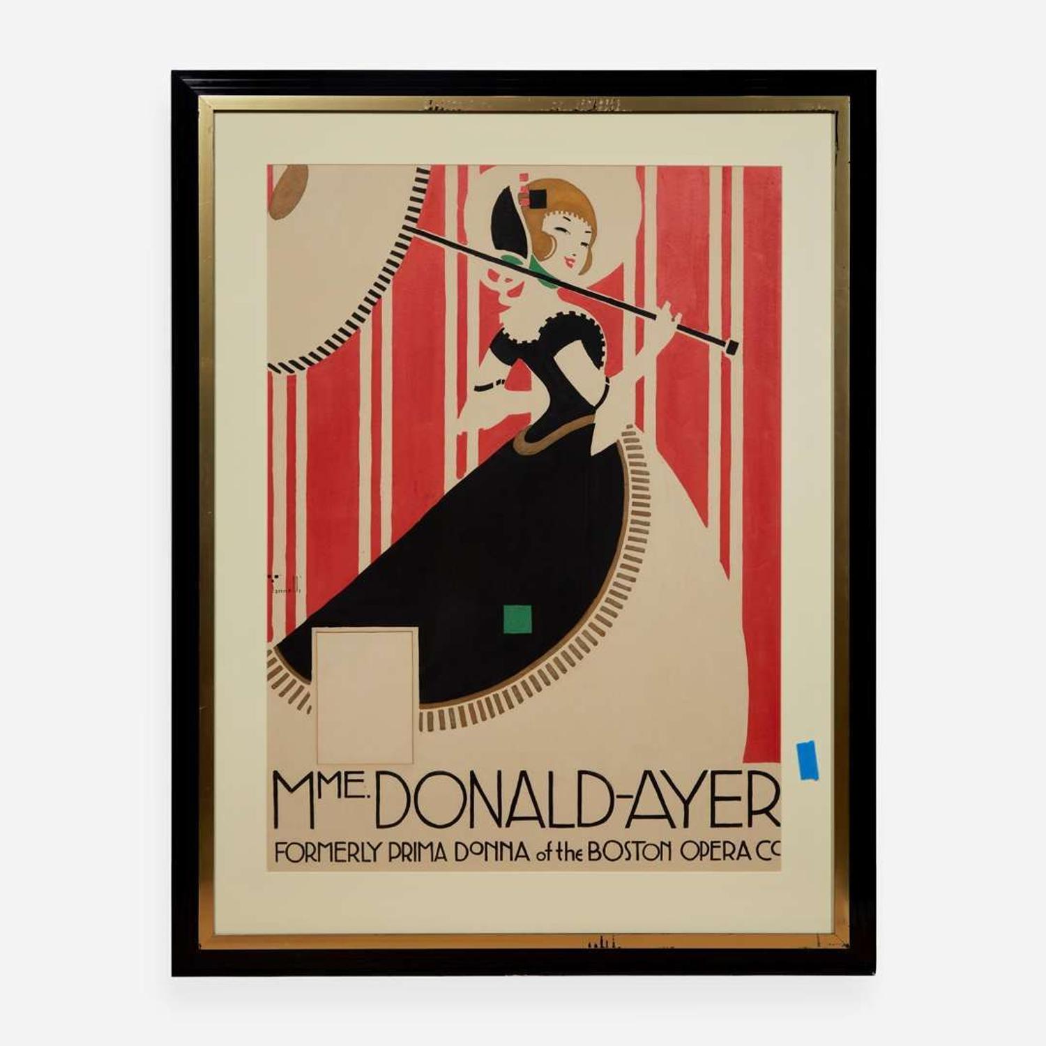 Alfonso Iannelli (American/Italian, 1888-1965) Original Maquette for "Mme. Donald-Ayer Formerly Prima Donna of the Boston Opera Cc" Poster