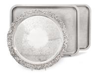 A Group of Three Serving Trays Aluminum tray 24 1/2 x 18 1/2 inches.
