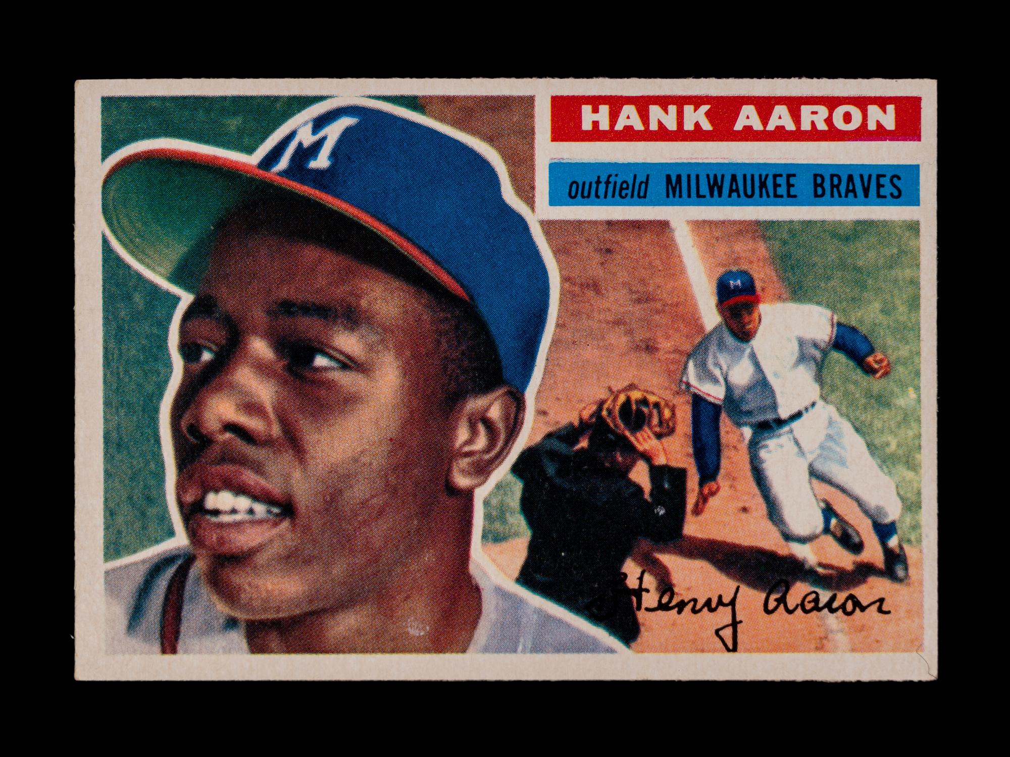 A 1956 Topps Hank Aaron Baseball Card No. 31 (White Back)