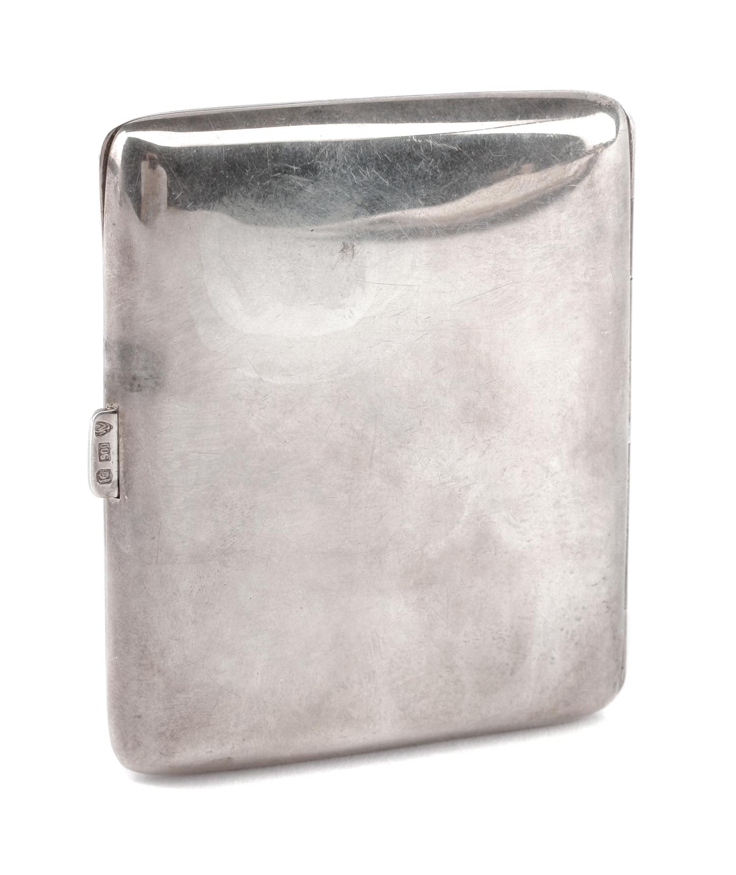 A German Enameled Silver Cigarette Case, Lutz & Wiess, Pforzheim, Late 19th/Early 20th Century, the lid enameled to show a nude model i