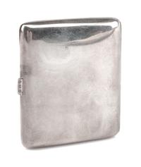 A German Enameled Silver Cigarette Case, Lutz & Wiess, Pforzheim, Late 19th/Early 20th Century, the lid enameled to show a nude model i
