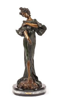An Art Nouveau Style Patinated Bronze Figure of a Lady Height 27 3/4 inches.