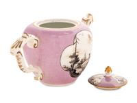 A Meissen Lilac-Ground Porcelain Teapot and Cover