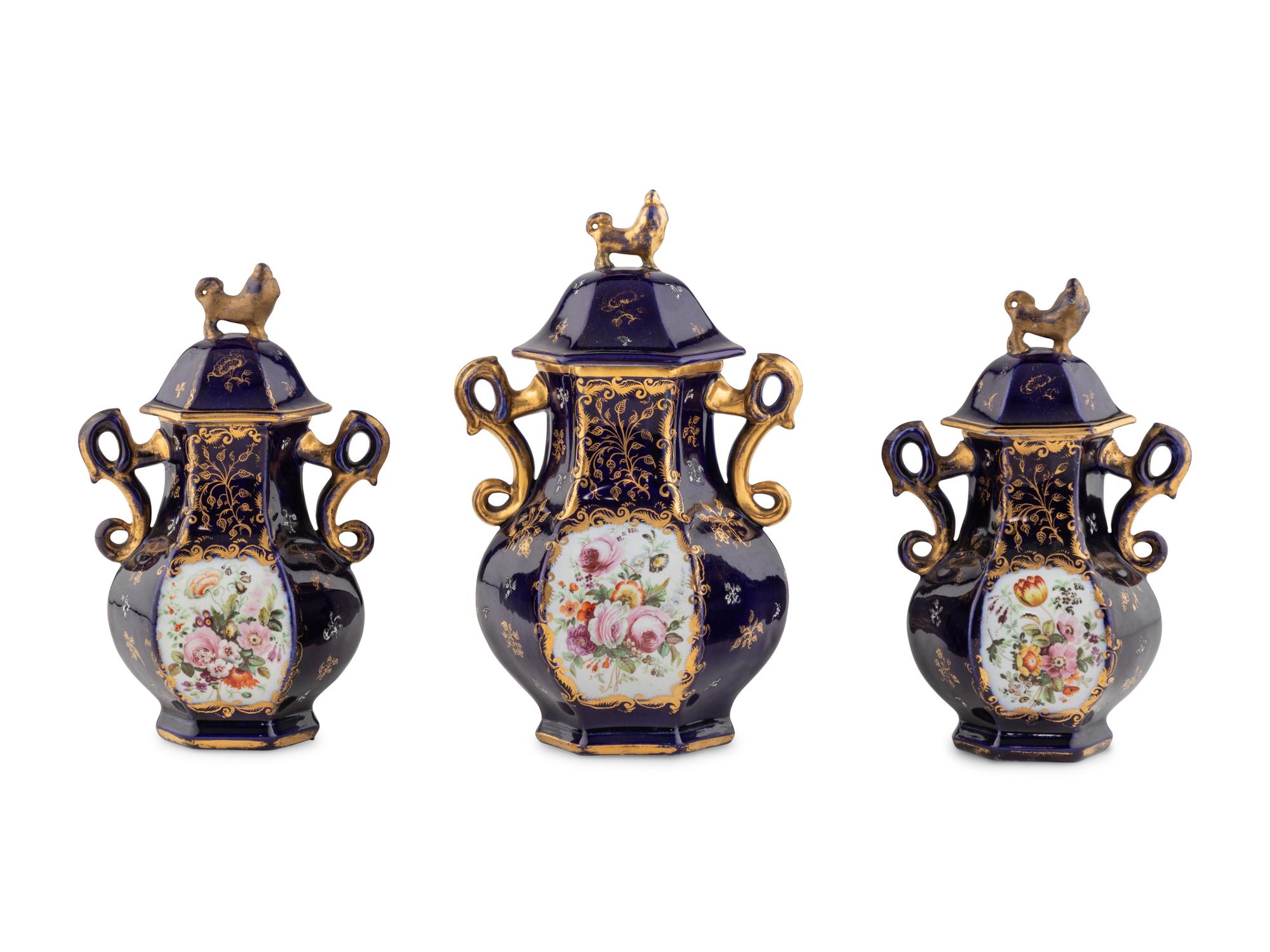 A Group of Three Mason's Ironstone Covered Jars