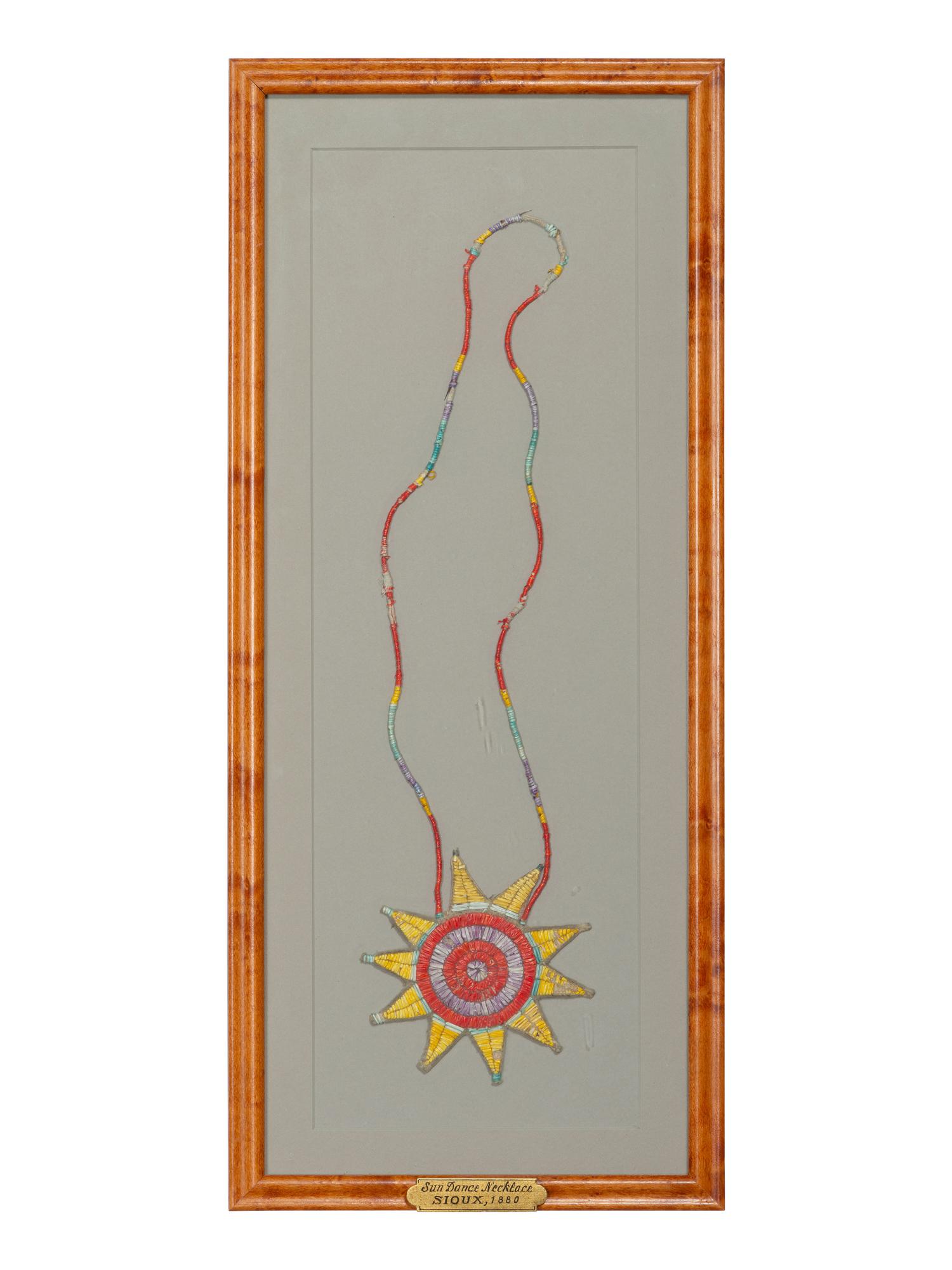 Fort Berthold Quilled Hide Sunburst Necklace