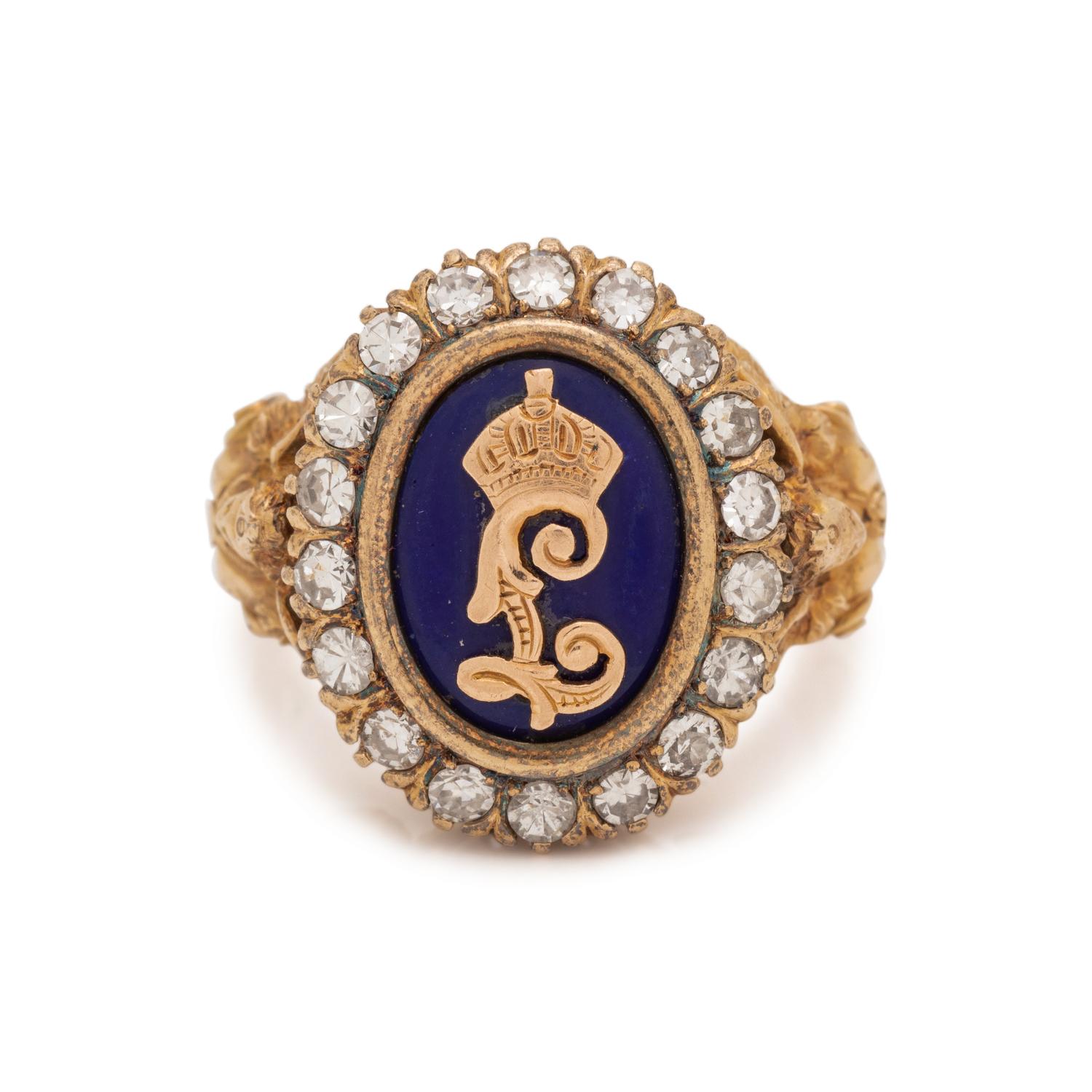 DIAMOND AND ENAMEL 'KING LUDWIG OF BAVARIA' PRESENTATION RING