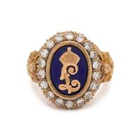 DIAMOND AND ENAMEL 'KING LUDWIG OF BAVARIA' PRESENTATION RING