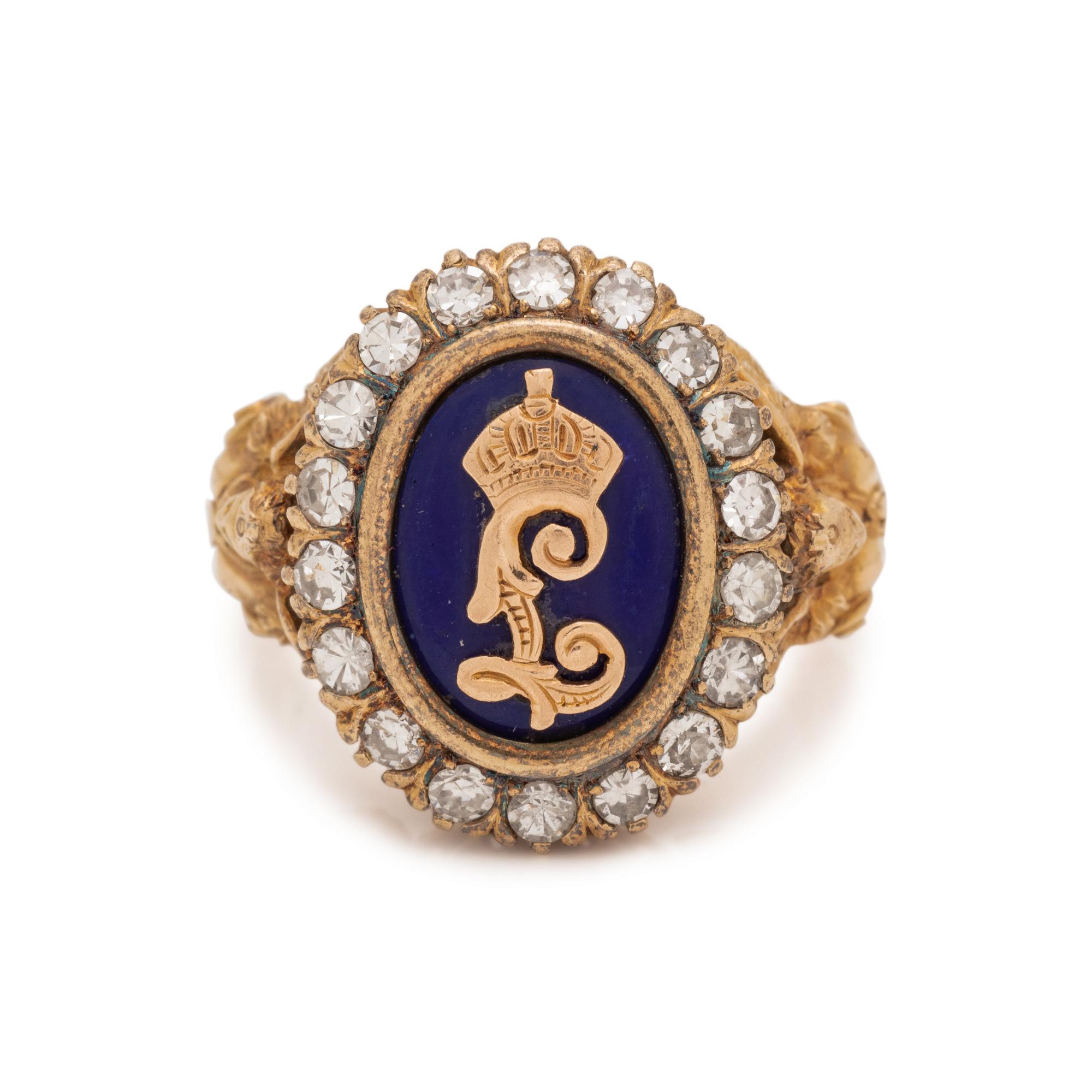 DIAMOND AND ENAMEL 'KING LUDWIG OF BAVARIA' PRESENTATION RING