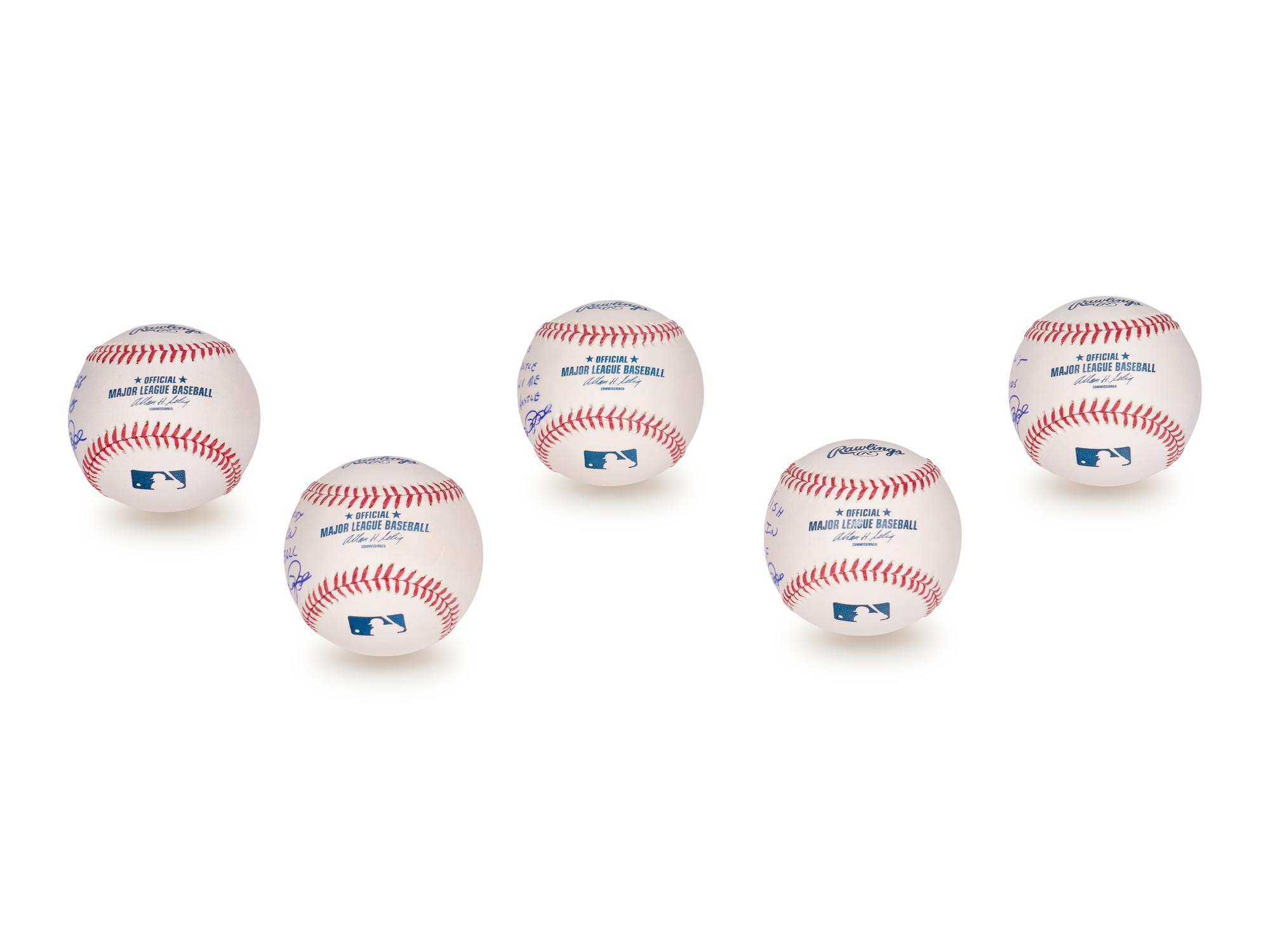 A Group of Five Pete Rose Signed Autograph Baseballs With Unique Inscriptions