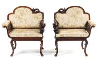A French Mahogany Japonesque Parlor Suite Height of chairs 33 1/2 inches. — PERRET ET VIBERT, PARIS, LATE 19TH CENTURY
