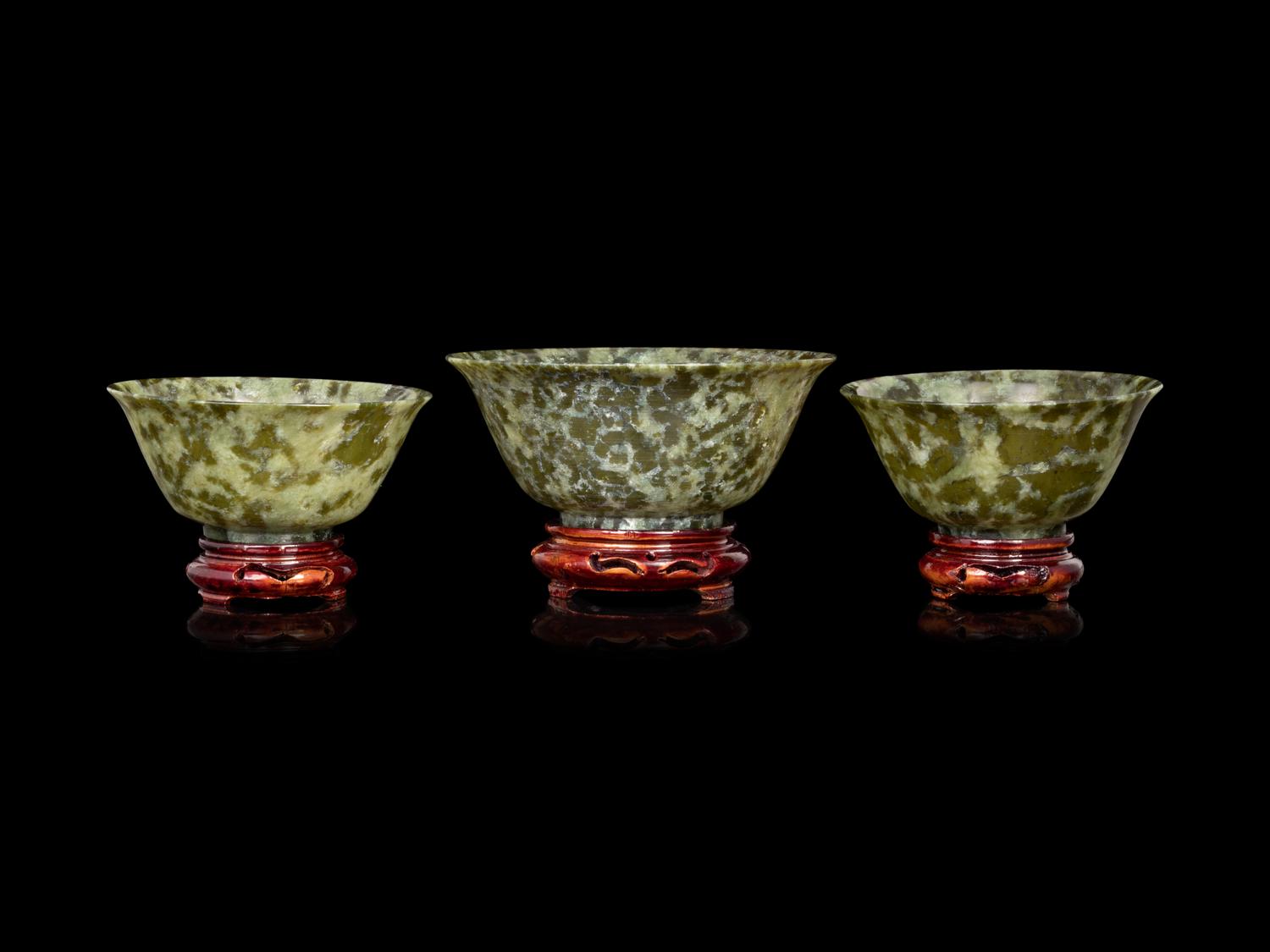A Group of Three Jade Bowls