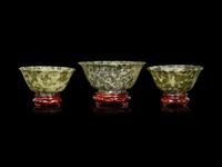 A Group of Three Jade Bowls