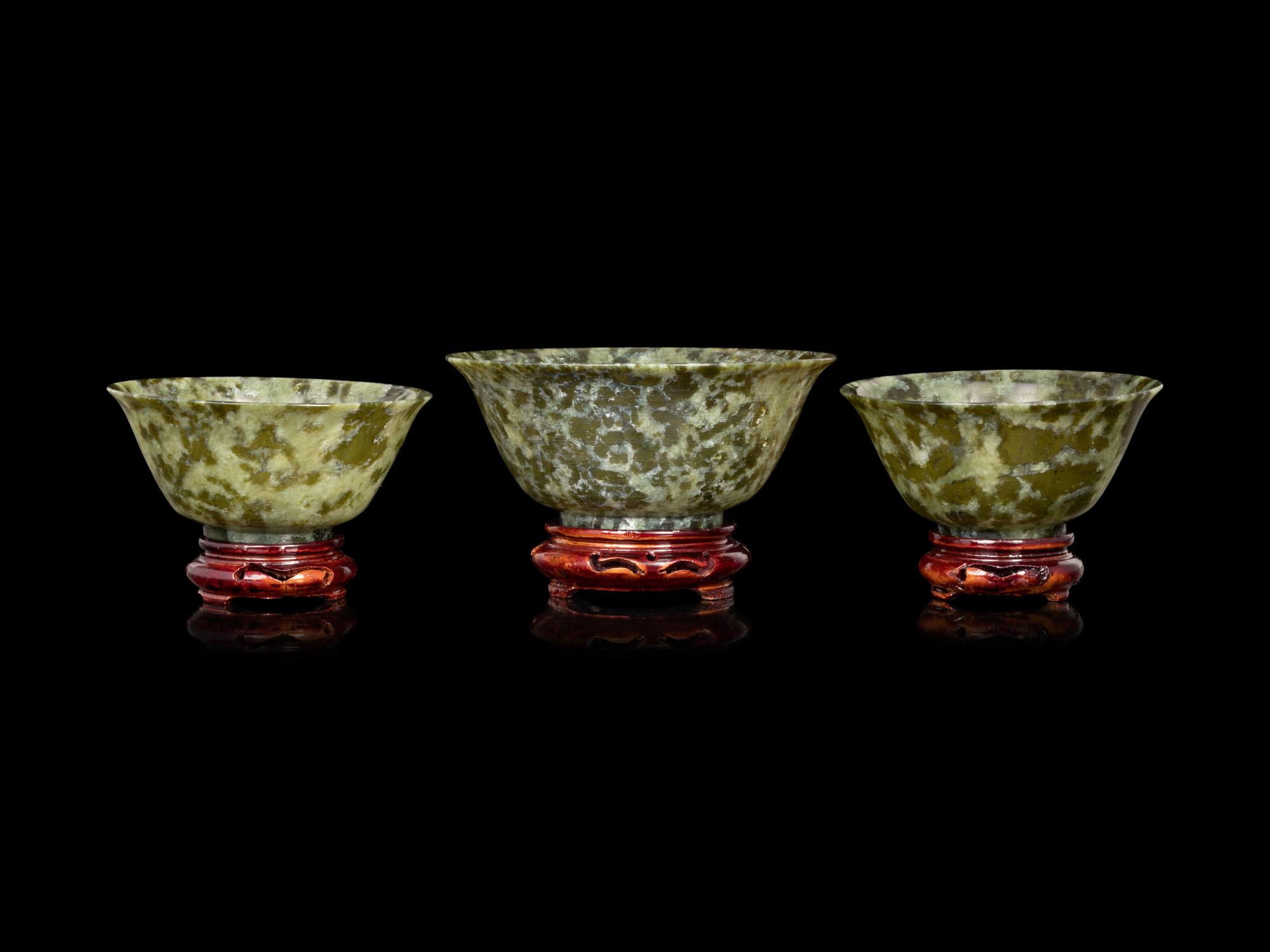 A Group of Three Jade Bowls