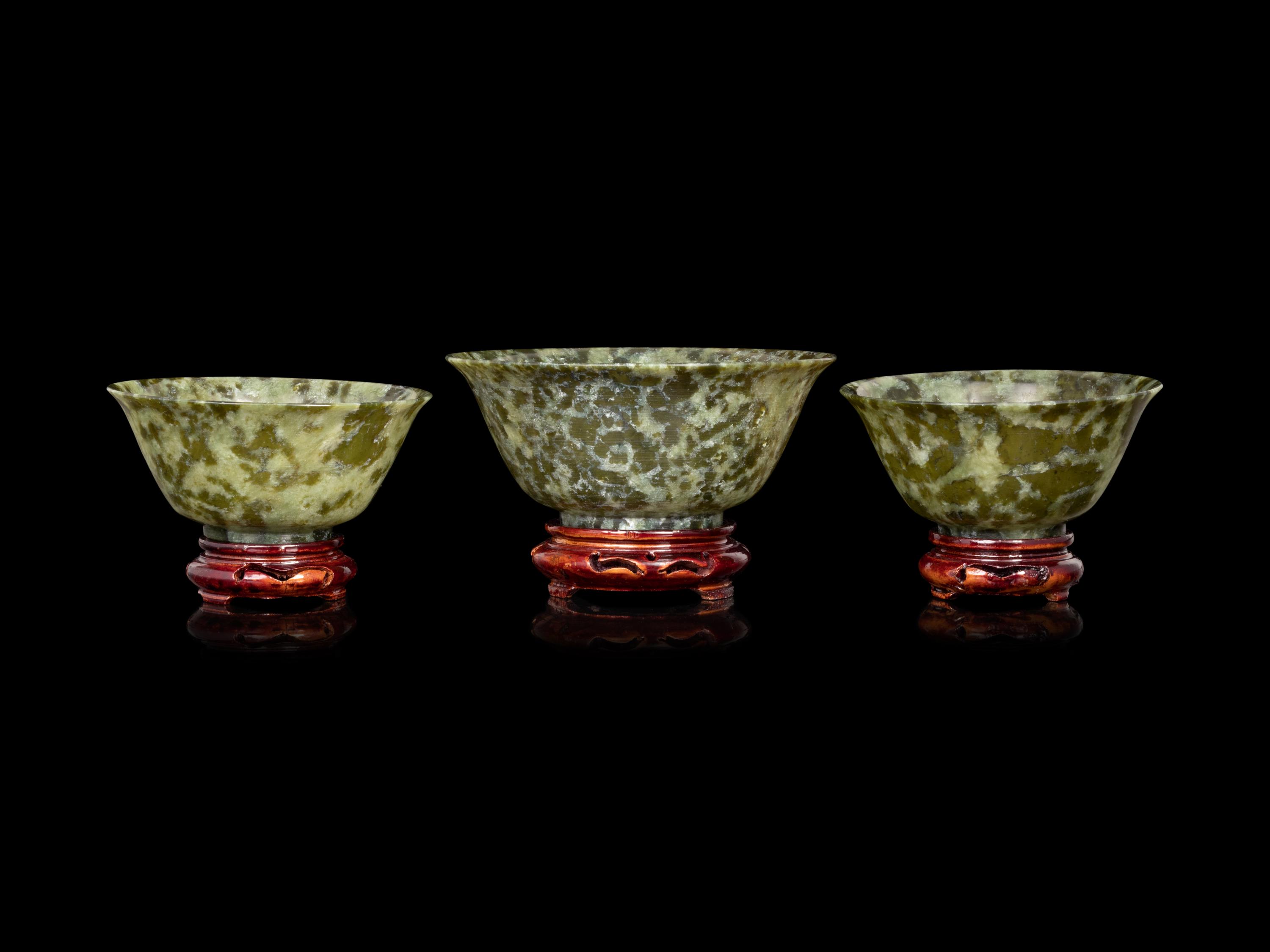 A Group of Three Jade Bowls